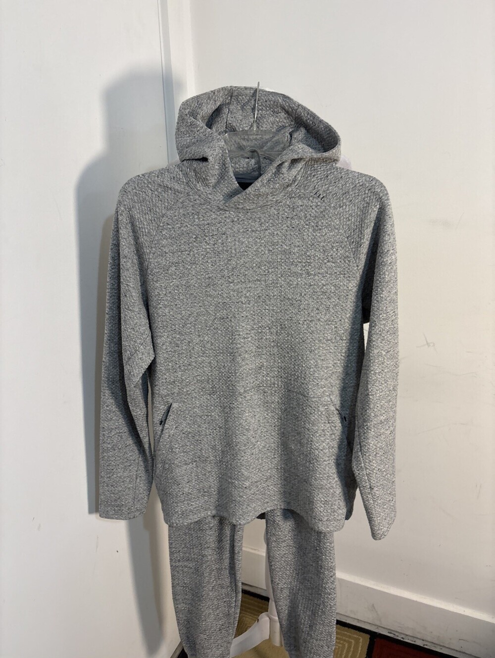 Lululemon At Ease Hoodie Joggers Matching Set Mens XSmall Gray Textured Casual